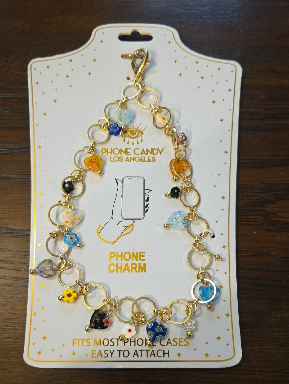 Gold Multi-Color Charm Phone Wristlette